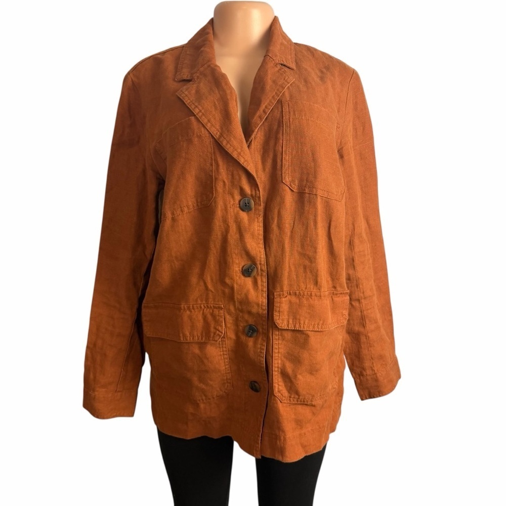 J. Jill Love Linen Overshirt Light Jacket Light Brown